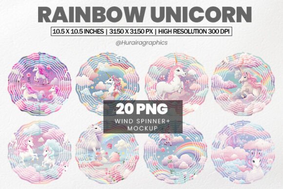 Download Rainbow Unicorn Wind Spinner Sublimation - Premium Bundle
