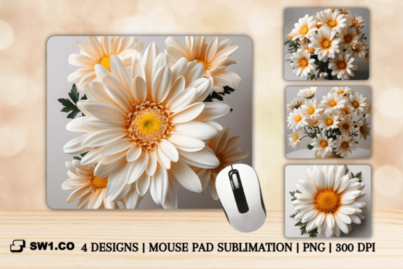Download 3D White Daisy Mouse Pad Sublimation PNG - Mouse pad sublimation Collection