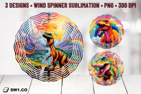 Download Rainbow Dino Wind Spinner Sublimation - Premium Resources