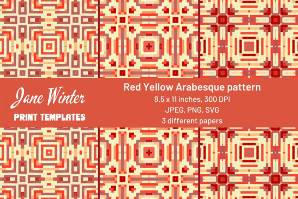 Download Red Yellow Arabesque Print Template - Print template Collection