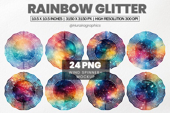 Download Rainbow Glitter Wind Spinner Sublimation - Premium Resources