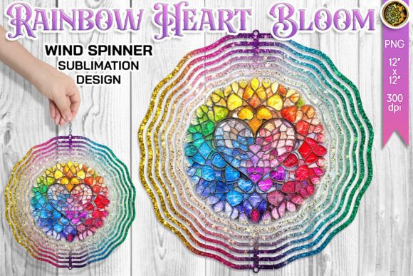 Download Rainbow Heart Wind Spinner Sublimation - Premium Resources