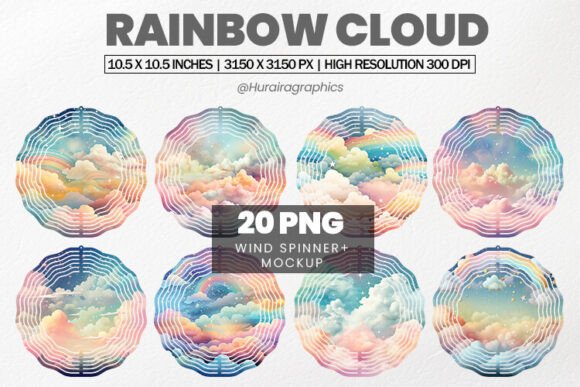 Download Rainbow Cloud Wind Spinner Sublimation - Premium Resources